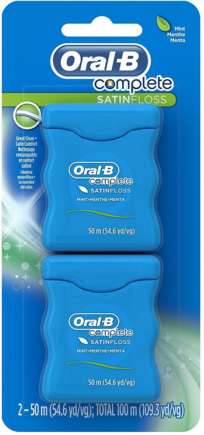 Oral-B Satin Floss Dental Floss Mint 110 Yards, Twin Pack (Pack of 2)