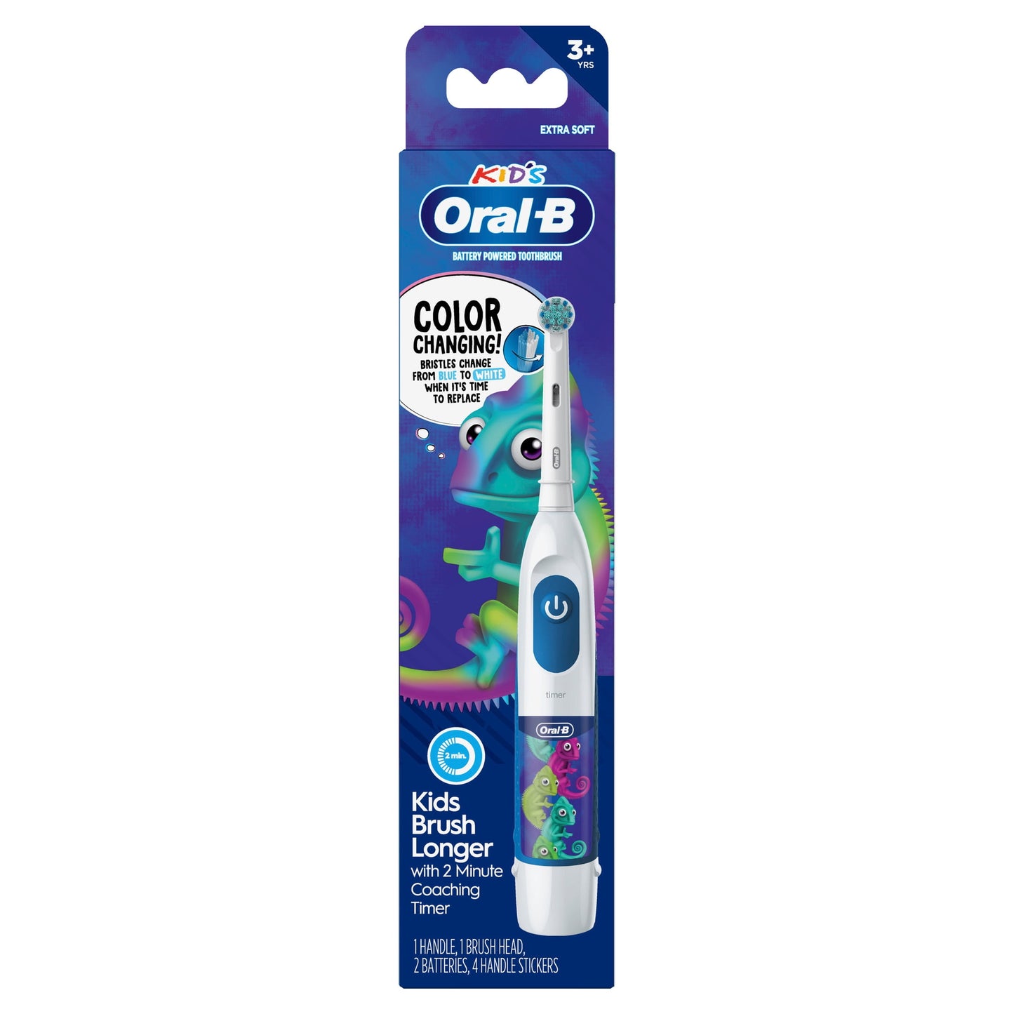 Oral‑B Battery Powered Kids Toothbrush with Color‑Changing Compact Bristles, Ages 3+