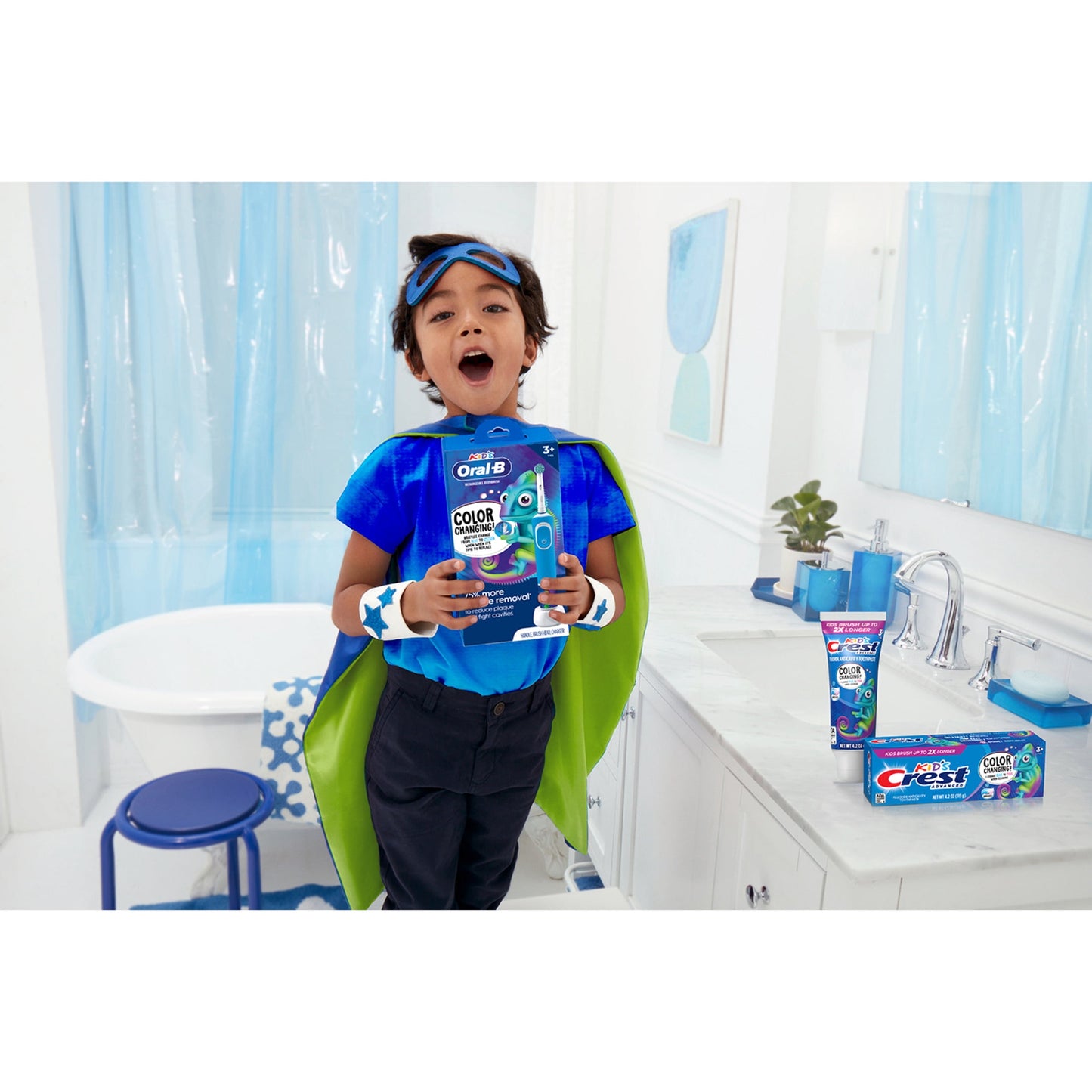 Oral‑B Battery Powered Kids Toothbrush with Color‑Changing Compact Bristles, Ages 3+