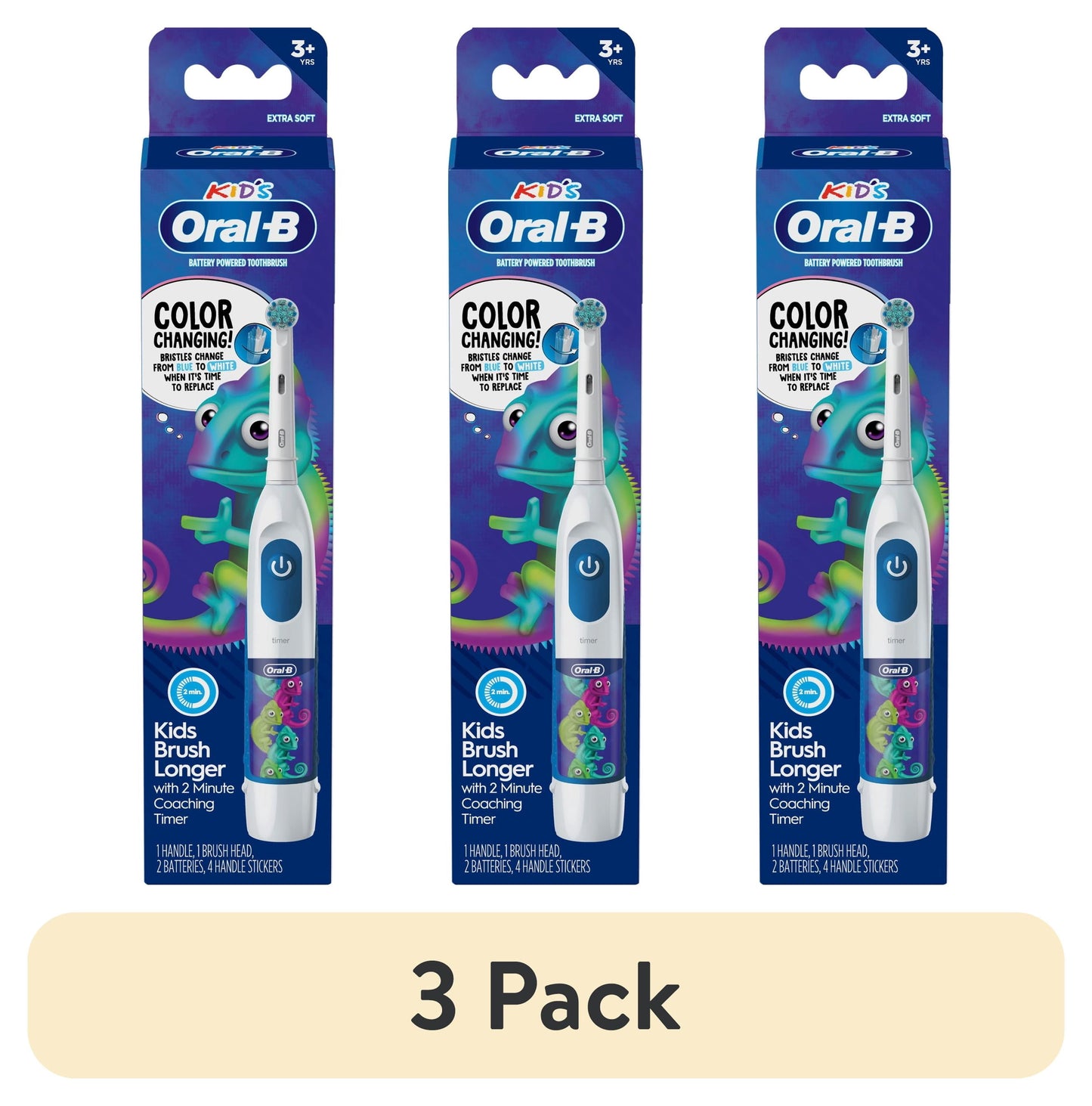 Oral‑B Battery Powered Kids Toothbrush with Color‑Changing Compact Bristles, Ages 3+