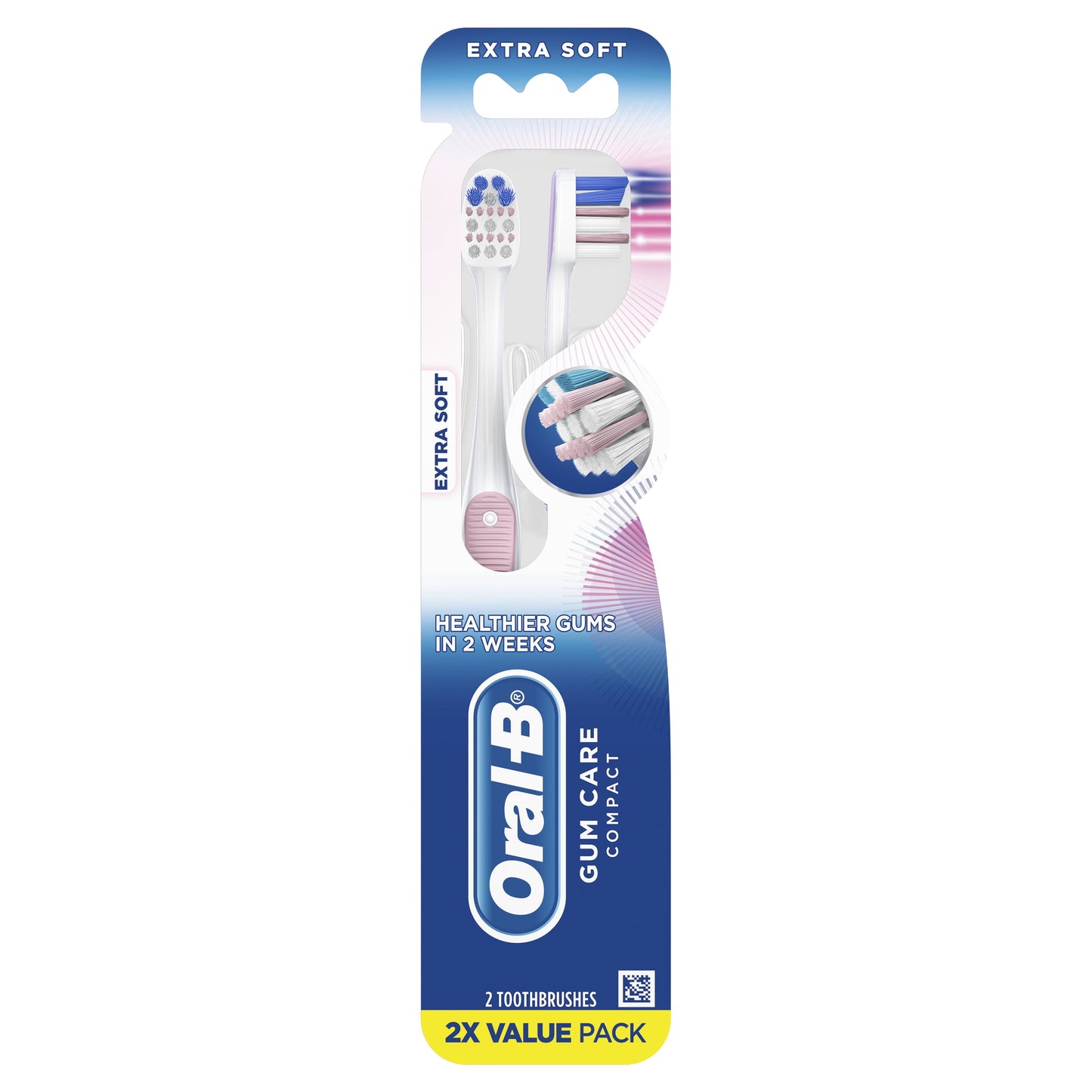 Gum Care Compact Toothbrush, Extra Soft, 2 Count