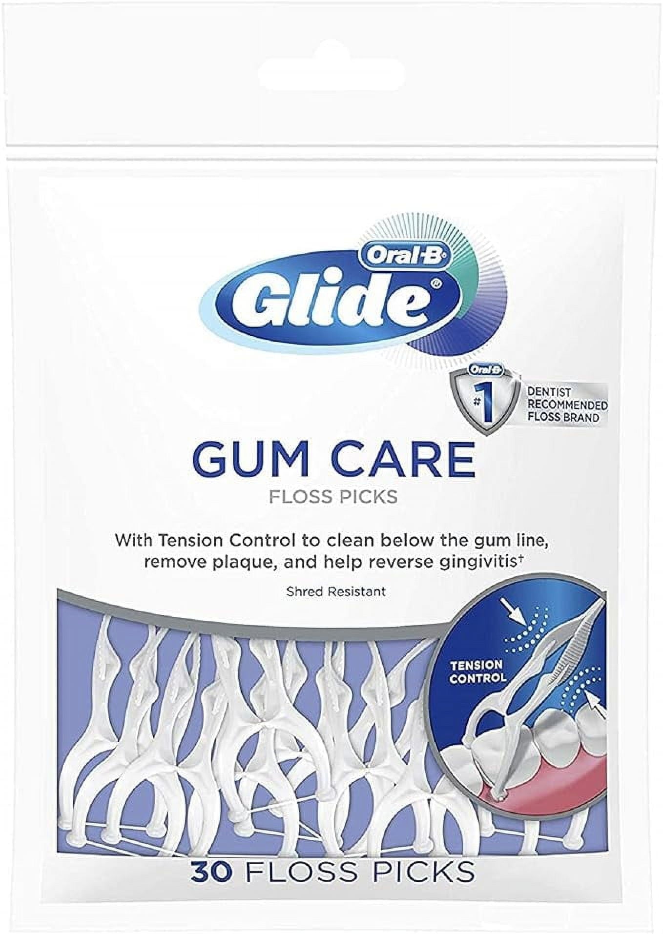 Oral-B Glide Gum Care Dental Floss Picks, Good for Back Teeth, 30 Ct - 3 Pack