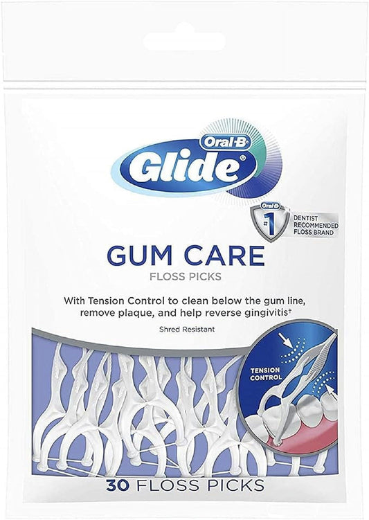 Oral-B Glide Gum Care Dental Floss Picks, Good for Back Teeth, 30 Ct - 3 Pack