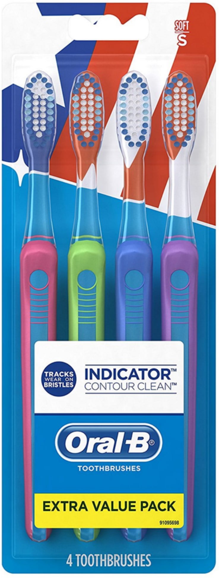 Oral-B Indicator Contour Clean Soft Bristle Manual Toothbrush 4 ea (Pack of 2)