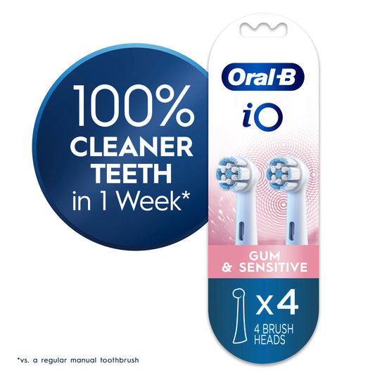 Oral-B Toothbrush, iO Gum &amp; Sensitive Replacement Heads, Electric Toothbrush Brush Heads, White, 4 Count