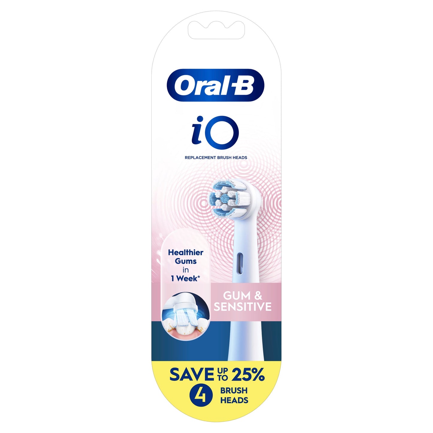 Oral-B Toothbrush, iO Gum &amp; Sensitive Replacement Heads, Electric Toothbrush Brush Heads, White, 4 Count