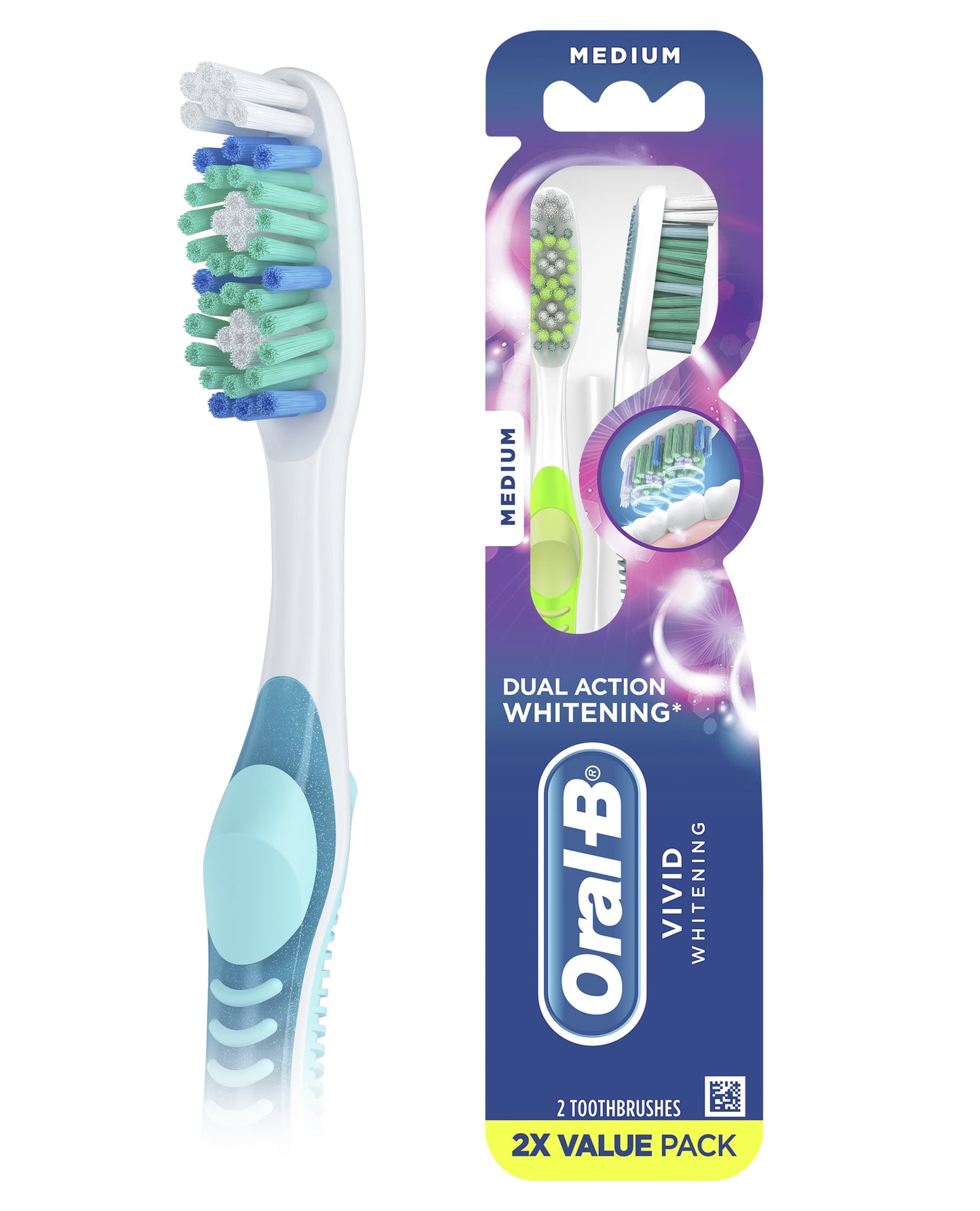 Oral-B Vivid Whitening Manual Toothbrush, Medium, 2 Count