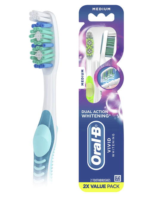 Oral-B Vivid Whitening Manual Toothbrush, Medium, 2 Count