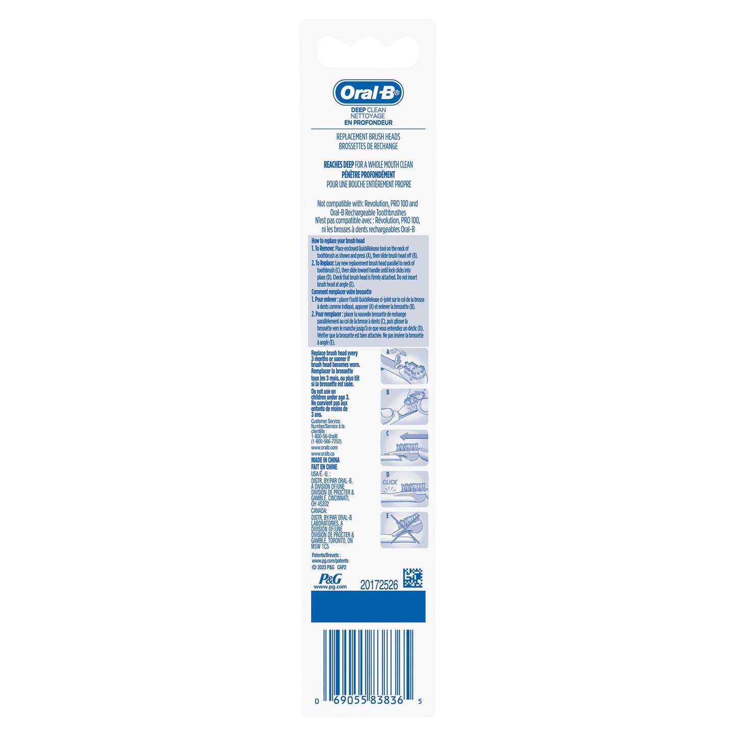 Oral-B Toothbrush Heads, Deep Clean Battery Powered Toothbrush Replacement Brush Heads, 2 Count