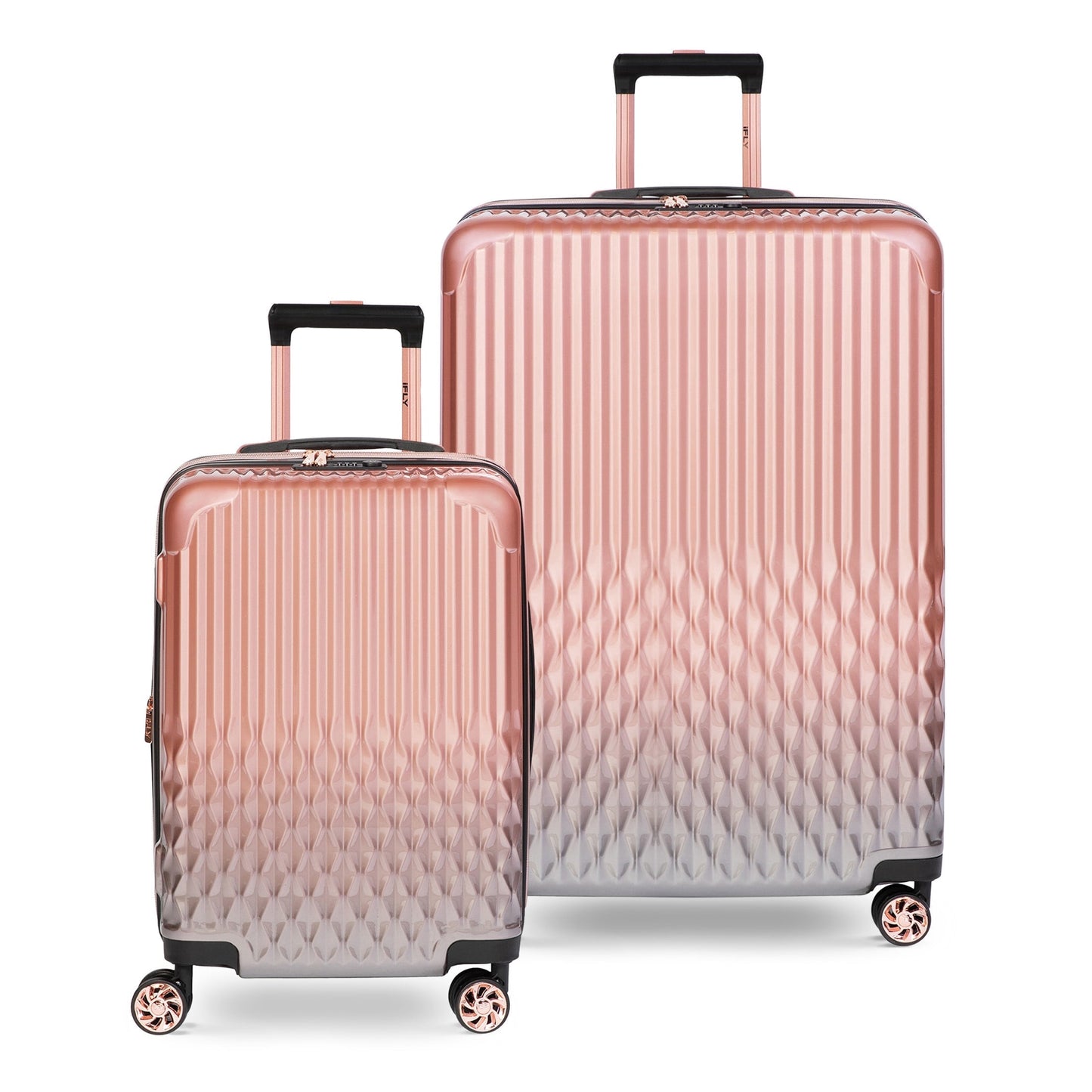 iFLY Elite 2-Piece Hardside Luggage Set , 20" Carry-on and 28" Checked Luggage, Rose Gold