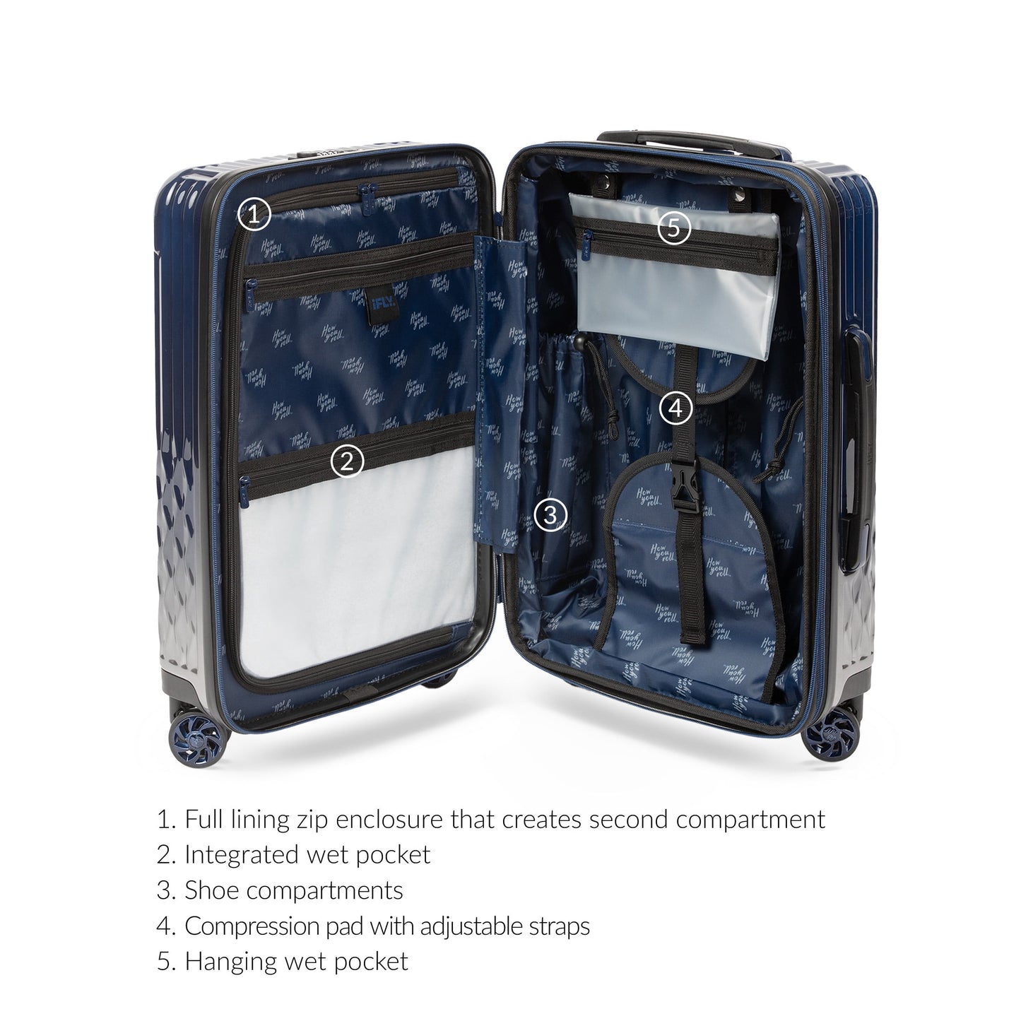 iFLY Elite 2-Piece Hardside Luggage Set , 20" Carry-on and 28" Checked Luggage, Rose Gold
