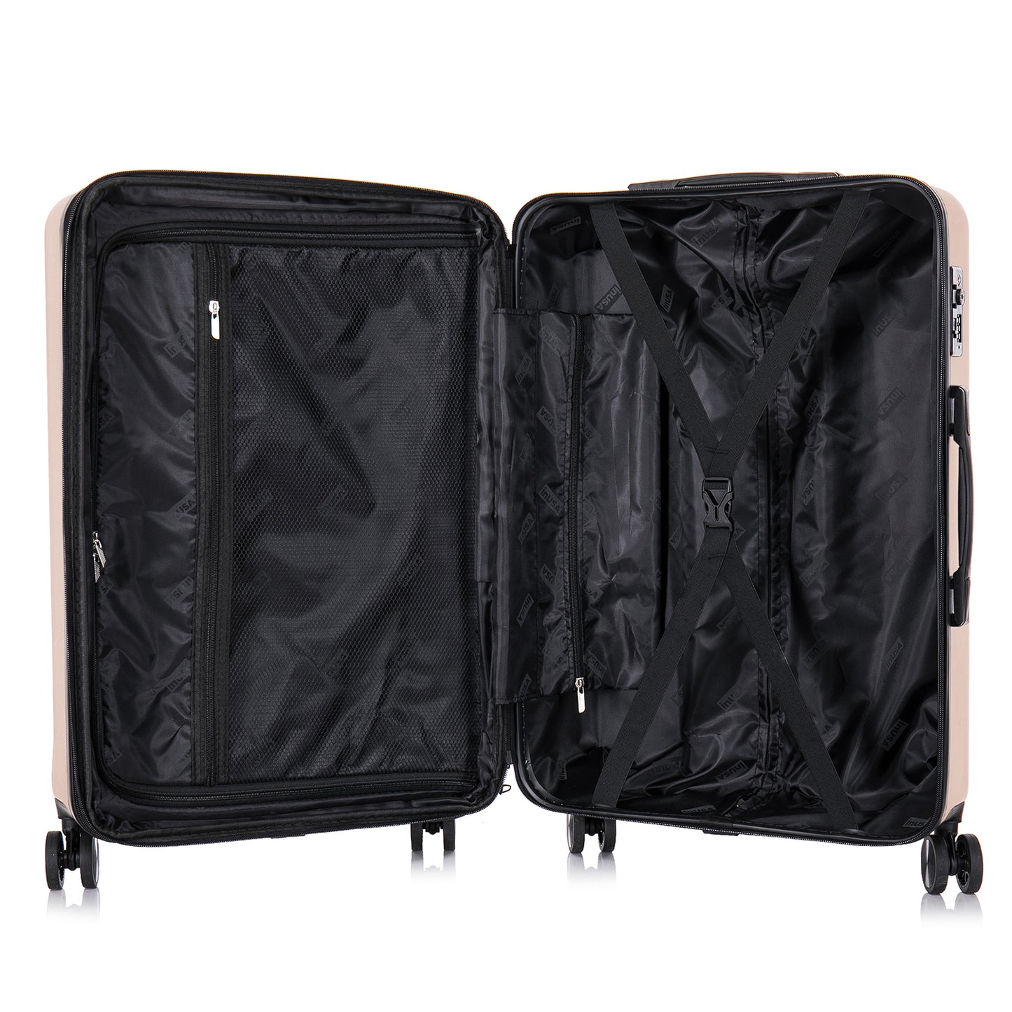 InUSA Elysian 3-Piece Hardside Luggage Sets with Spinner Wheels, Handle, Trolley, (20"/24"/28"), Champagne
