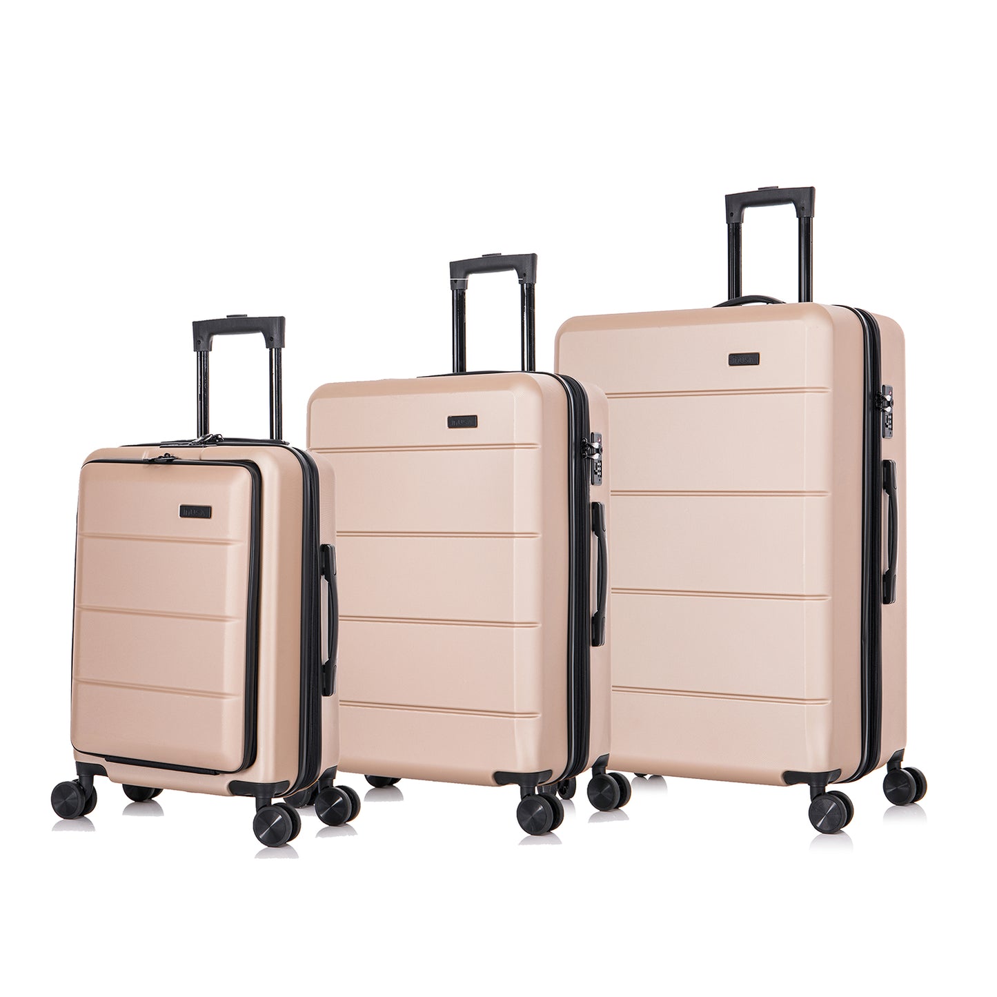 InUSA Elysian 3-Piece Hardside Luggage Sets with Spinner Wheels, Handle, Trolley, (20"/24"/28"), Champagne
