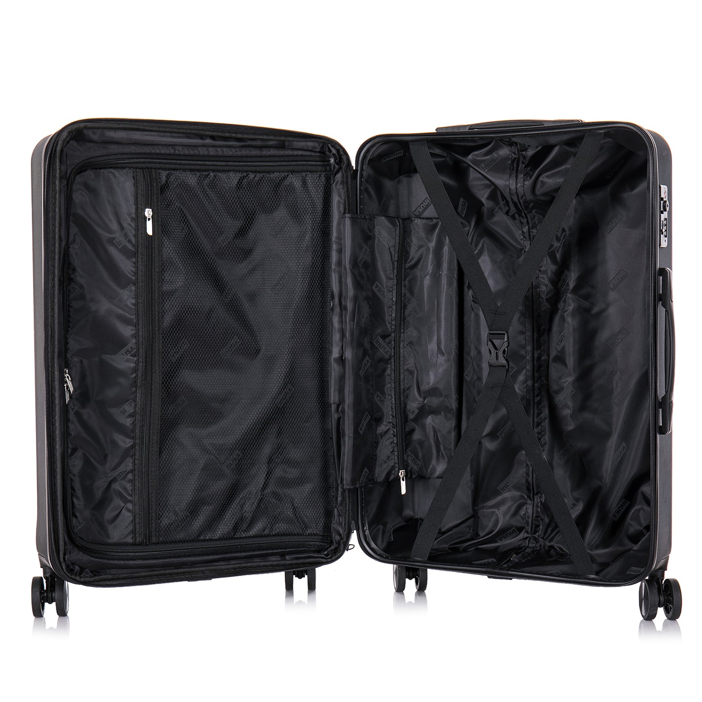 InUSA Elysian 3-Piece Hardside Luggage Sets with Spinner Wheels, Handle, Trolley, (20"/24"/28"), Champagne