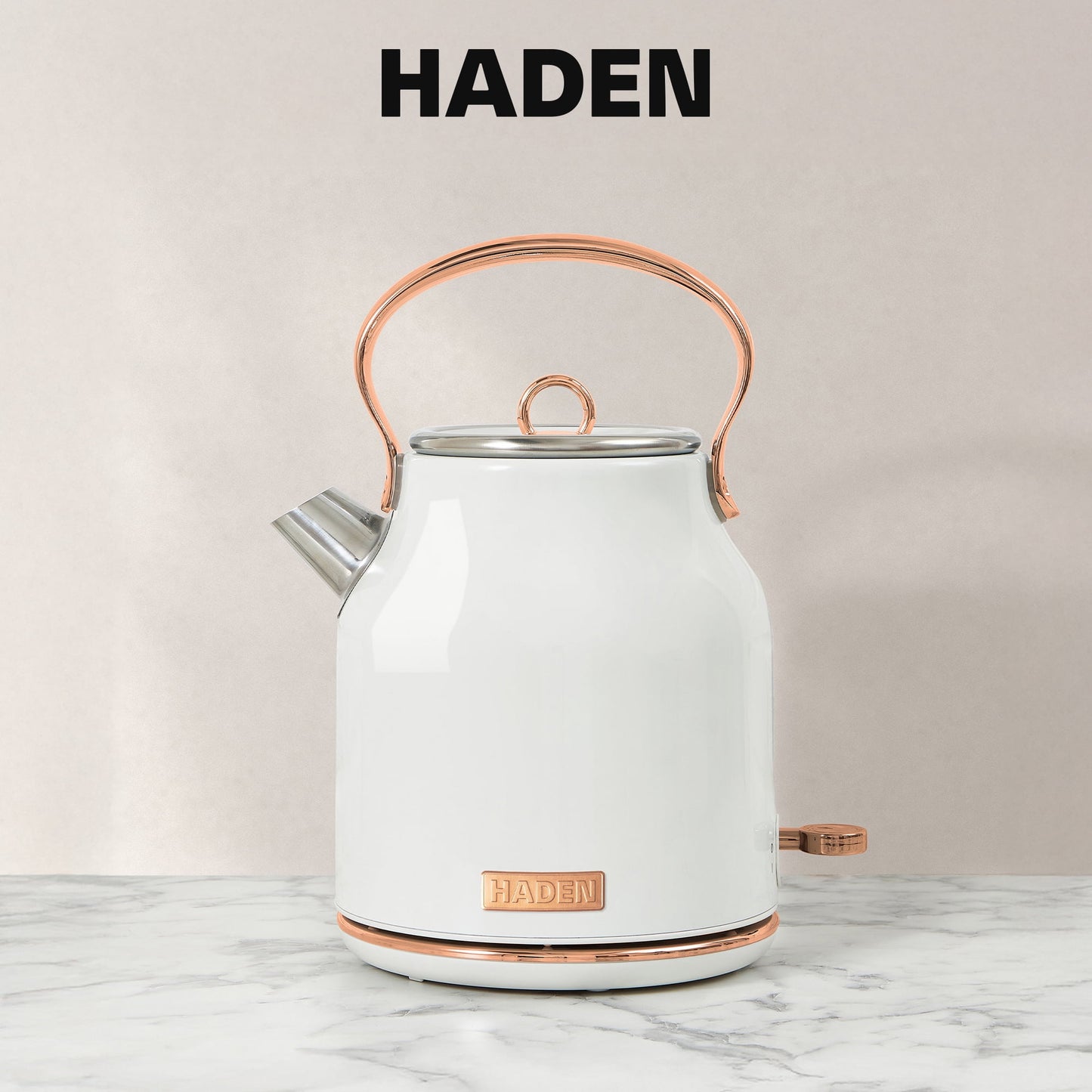 Haden Coffee Maker &amp; Heritage 1.7 Liter Electric Kettle, Ivory &amp; Copper