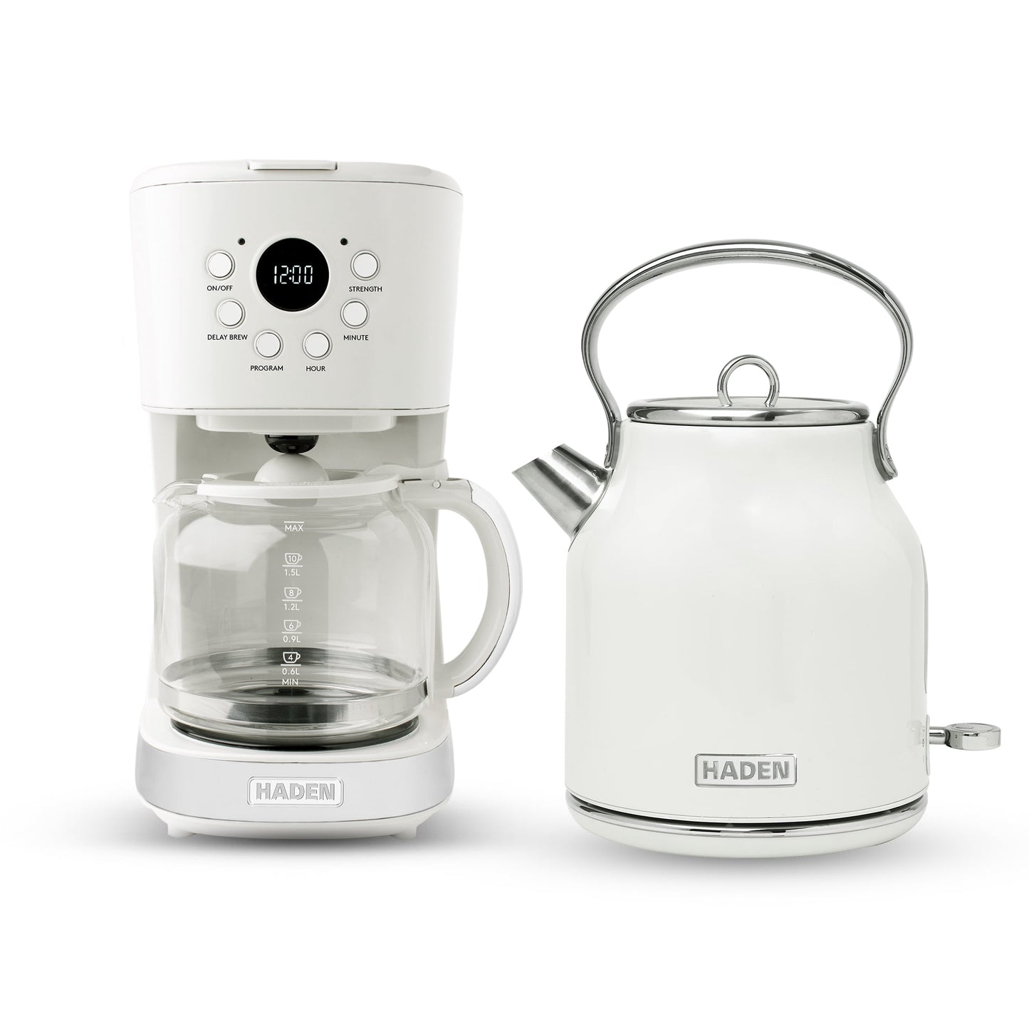 Haden Coffee Maker &amp; Heritage 1.7 Liter Electric Kettle, Ivory &amp; Copper