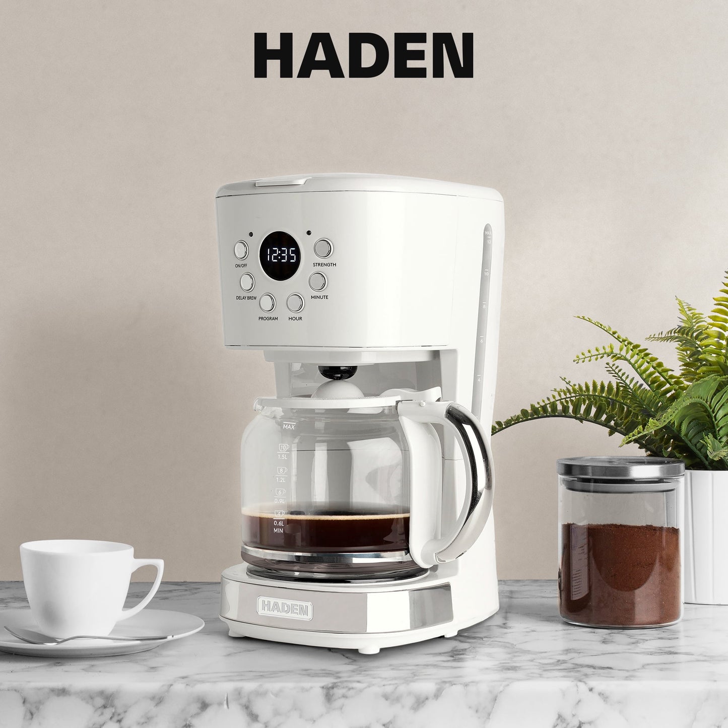 Haden Coffee Maker &amp; Heritage 1.7 Liter Electric Kettle, Ivory &amp; Copper