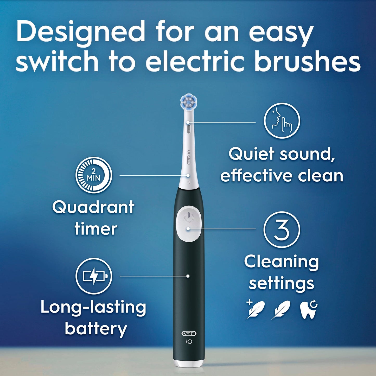 Oral-B Toothbrush, iO Series 2 Electric Toothbrush Starter Kit, Night Black