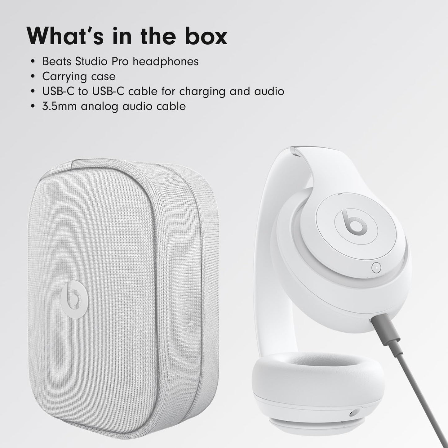 Beats by Dr. Dre Studio Pro Wireless Headphones (Matte White) Bundle