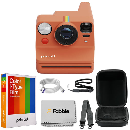 Polaroid Now+ Generation 3 I-Type Instant Film Camera (Coral) Bundle with Polaroid Color I-Type Film (8 Exposures), Hard Protective Case and USB-C 6 ft. Cable