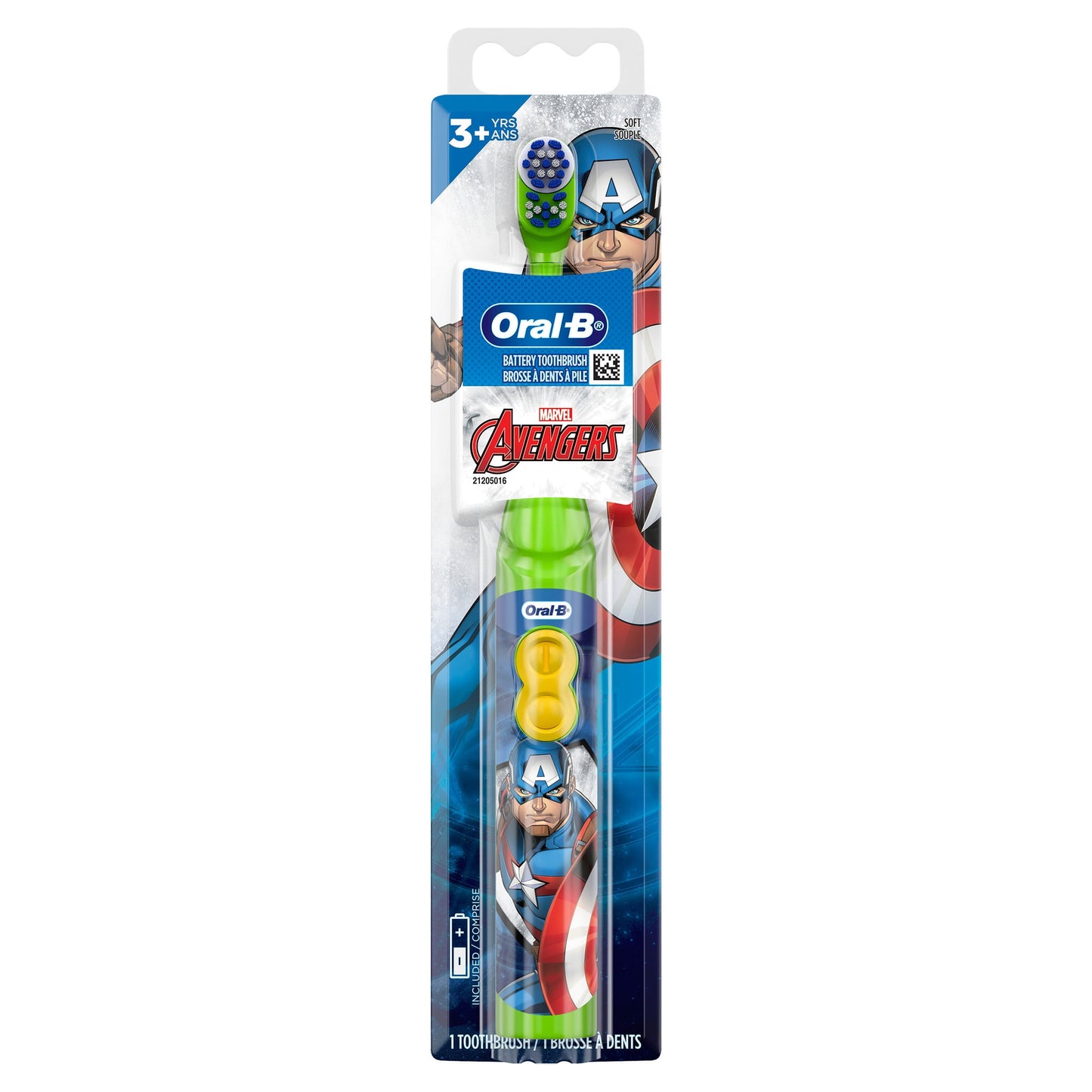 Oral-B Kid's Battery Toothbrush featuring Marvel's Avengers, Soft Bristles, for Kids 3+