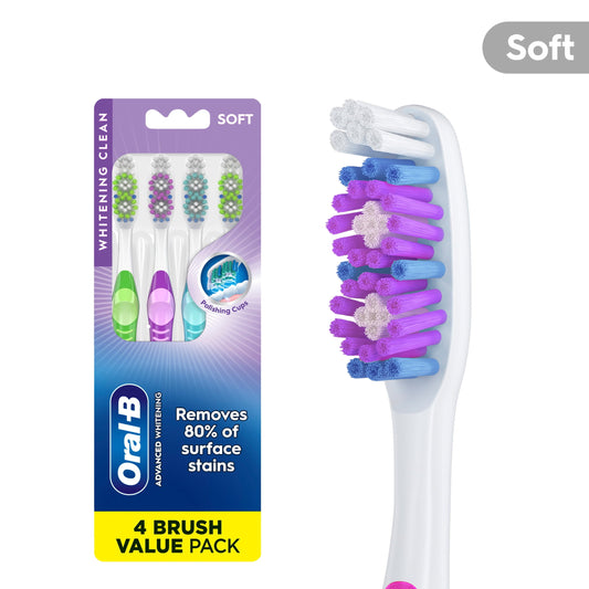 Oral-B Toothbrush, Advanced Whitening Manual, Soft, 4 Count
