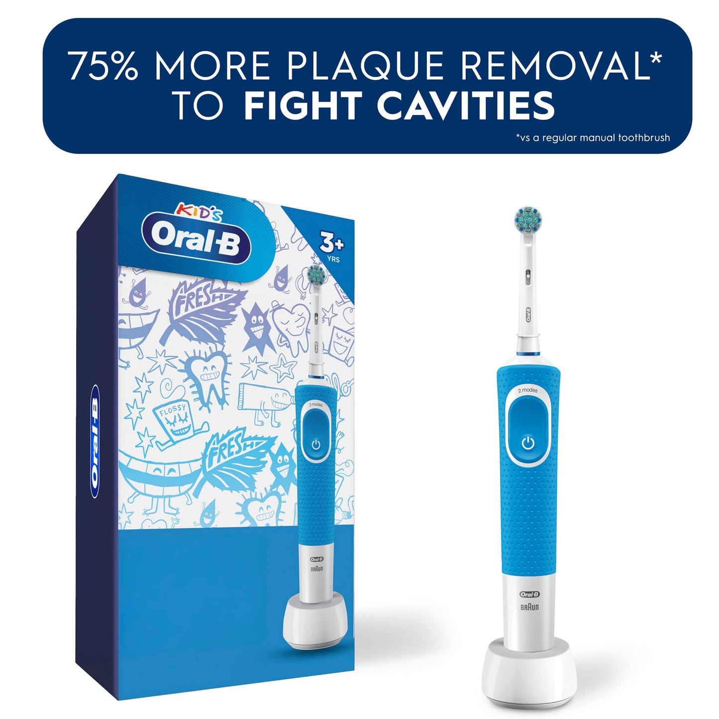 Oral‑B Kids Toothbrush, Kids Electric Toothbrush with Sensitive Compact Head and Timer, Ages 3+, Rechargeable