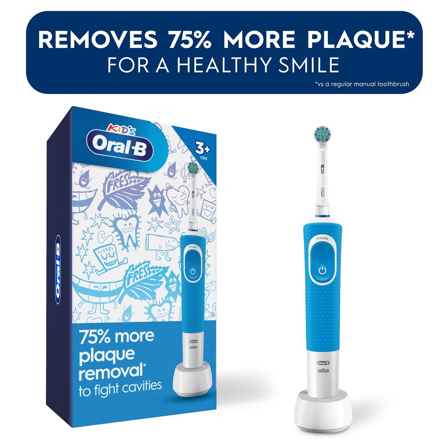 Oral‑B Kids Toothbrush, Kids Electric Toothbrush with Sensitive Compact Head and Timer, Ages 3+, Rechargeable