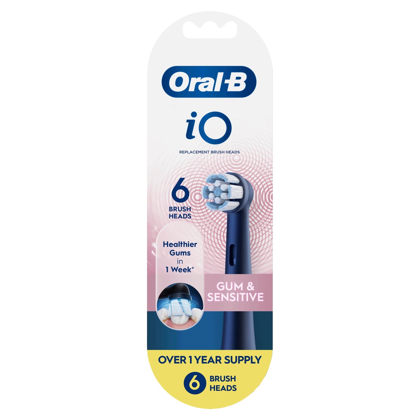 Oral-B iO Gum &amp; Sensitive Replacement Heads, Electric Toothbrush Brush Heads, Black, 6 Count