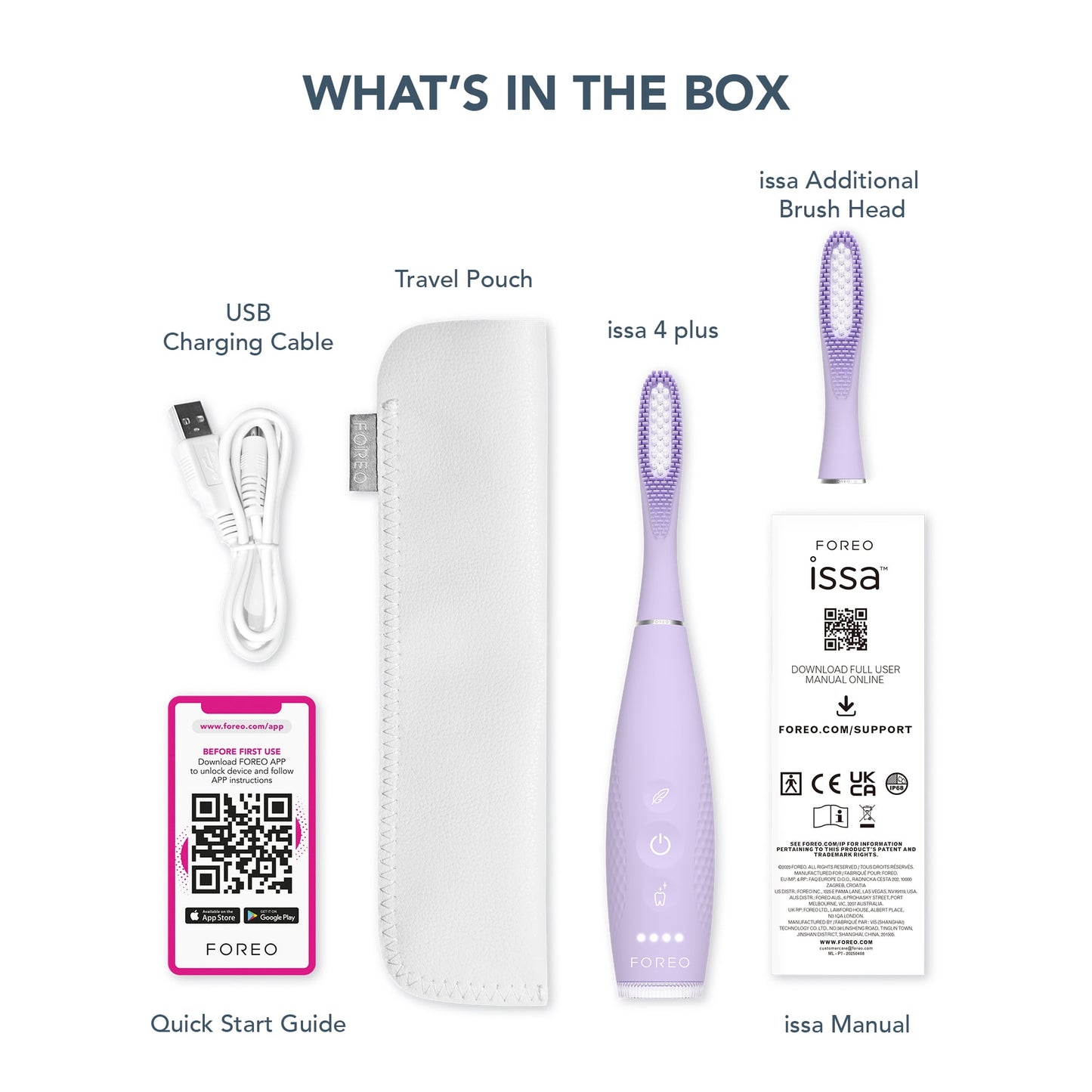 FOREO issa 4 plus Sonic Electric Toothbrush - 4-in-1 AI-Guided Rechargeable Toothbrush Bundle with Extra Silicone &amp; Polymer Hybrid Brush Head, Soft Bristles, Whitening Teeth - Lavander