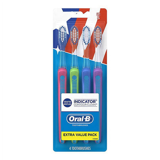 Oral-B Indicator Contour Clean Toothbrush, Soft Bristles, 4 Ea