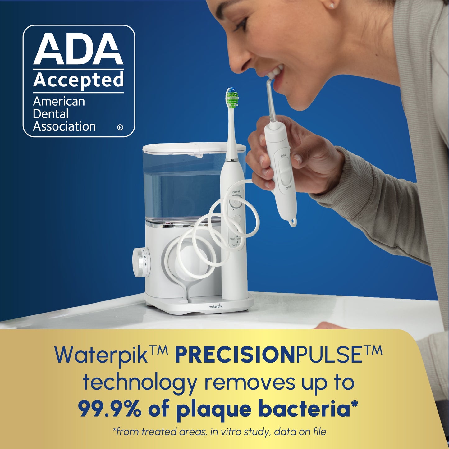 Waterpik Sensonic Complete Care, Water Flosser and Sonic Electric Toothbrush Combo, White