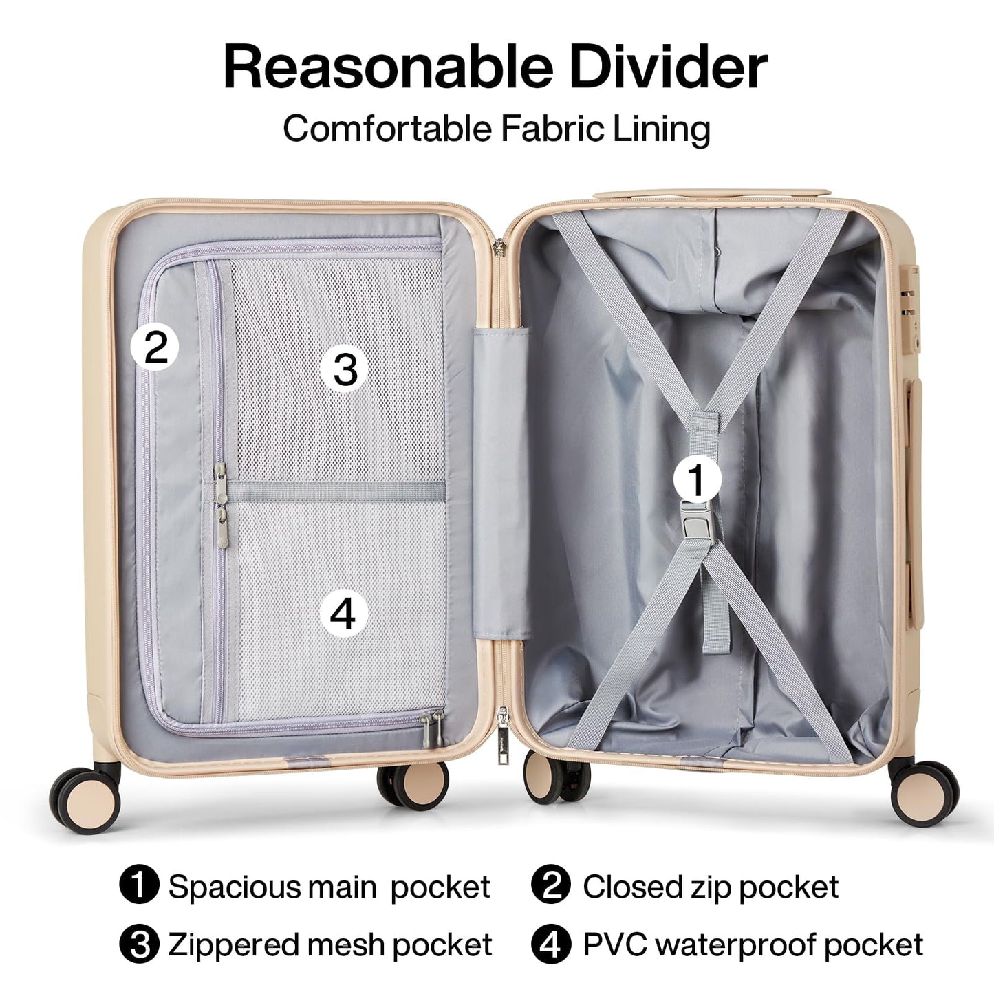 Hanke 26 Inch Luggage Large Suitcase With Spinner Wheels Tsa Luggage Suitcases Traveler's Choice Hard Case Luggage For Women &amp; Men Rolling Checked Luggage(Cuba Sand)