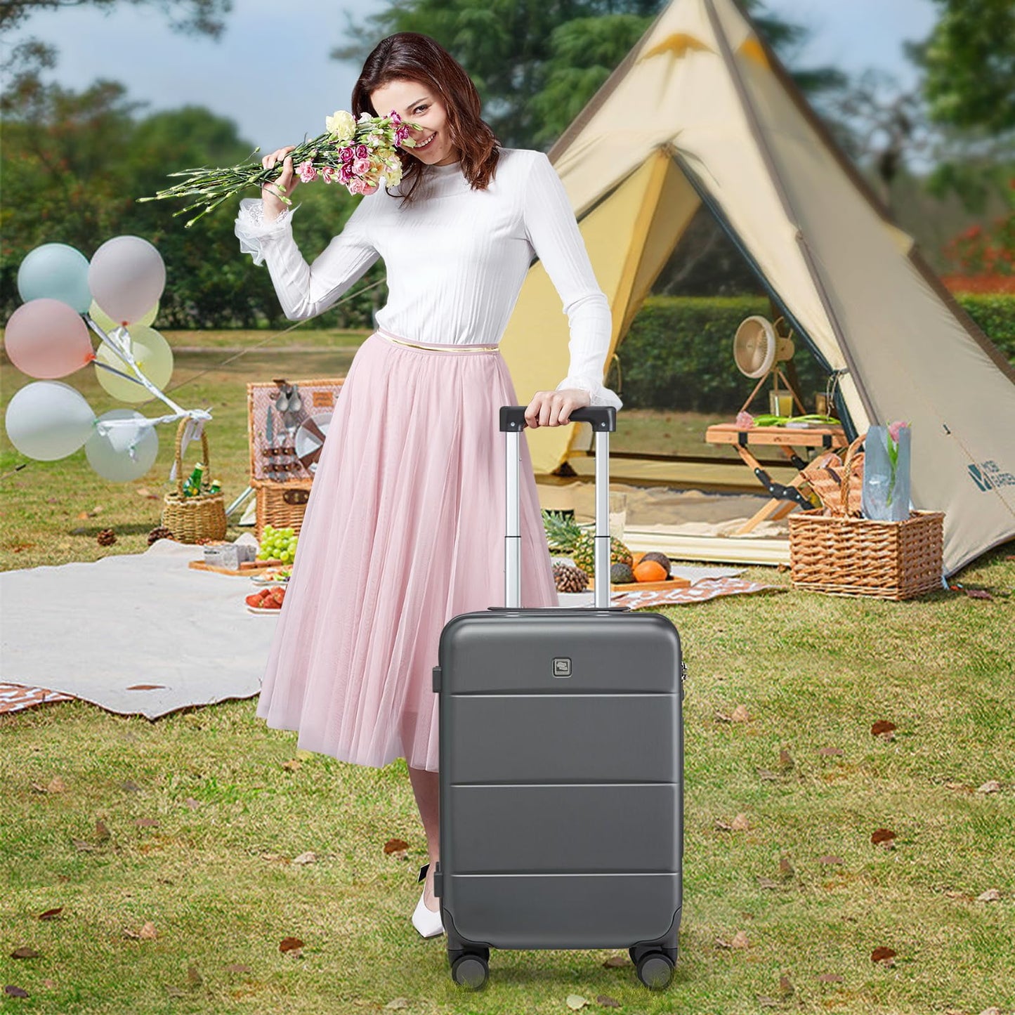 Hanke 26 Inch Luggage Large Suitcase With Spinner Wheels Tsa Luggage Suitcases Traveler's Choice Hard Case Luggage For Women &amp; Men Rolling Checked Luggage(Cuba Sand)