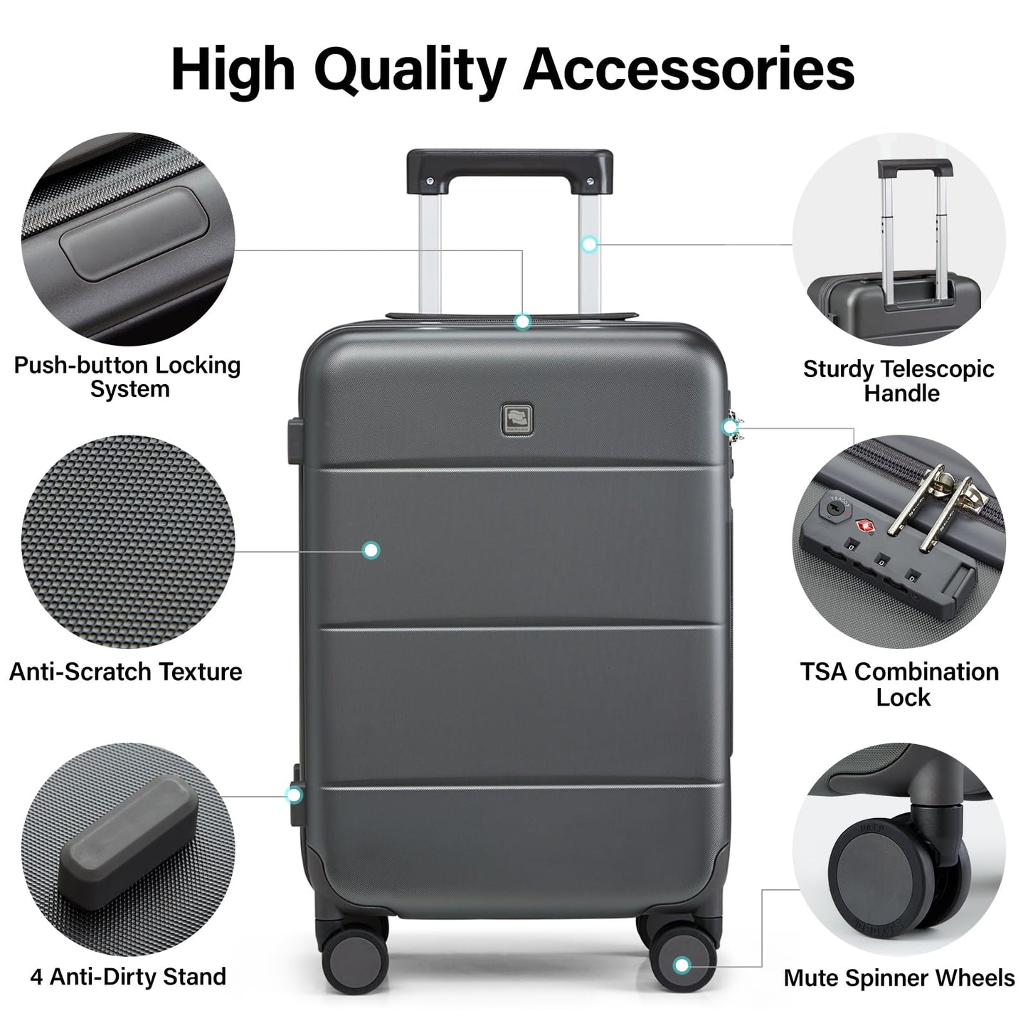 Hanke 26 Inch Luggage Large Suitcase With Spinner Wheels Tsa Luggage Suitcases Traveler's Choice Hard Case Luggage For Women &amp; Men Rolling Checked Luggage(Cuba Sand)