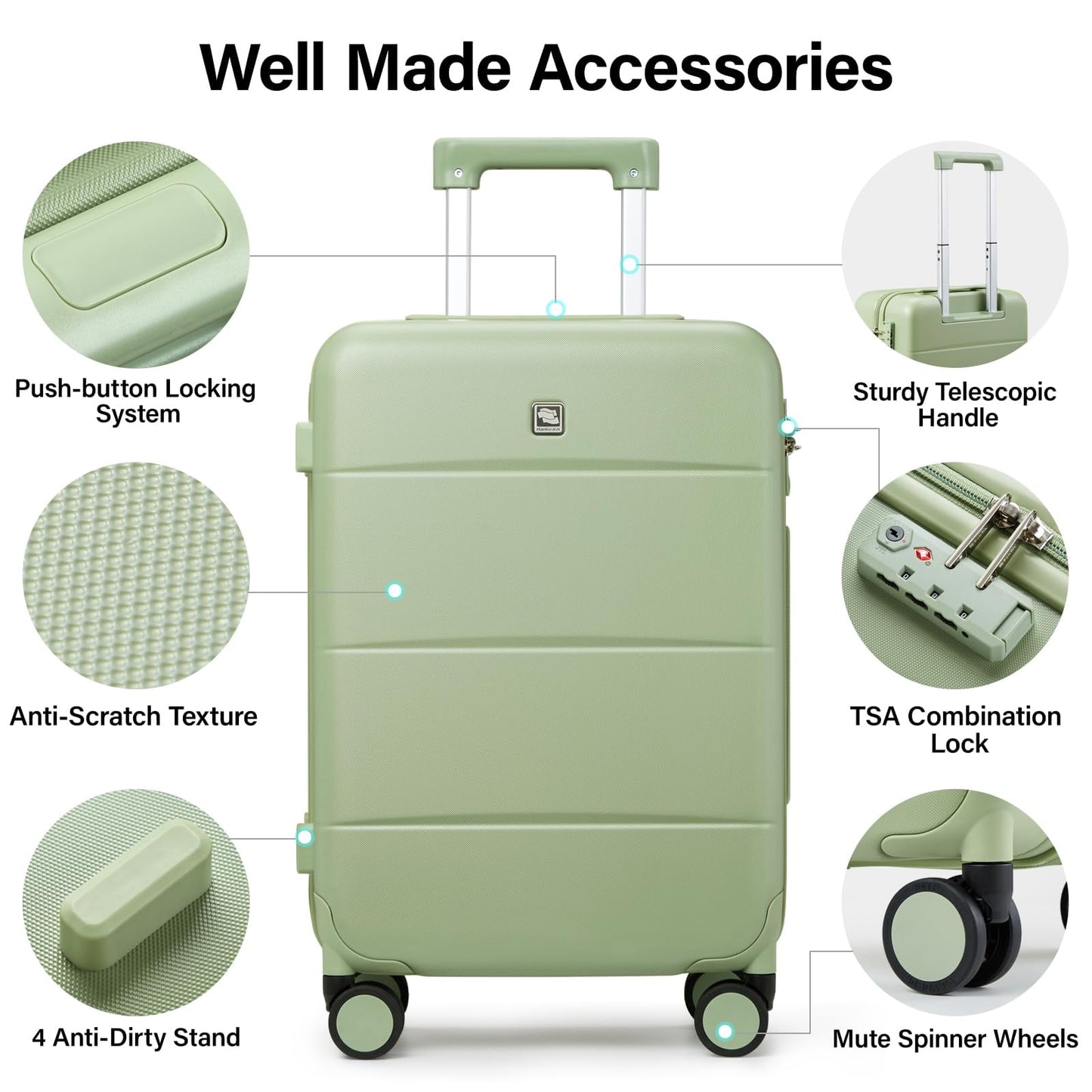 Hanke 26 Inch Luggage Large Suitcase With Spinner Wheels Tsa Luggage Suitcases Traveler's Choice Hard Case Luggage For Women &amp; Men Rolling Checked Luggage(Cuba Sand)