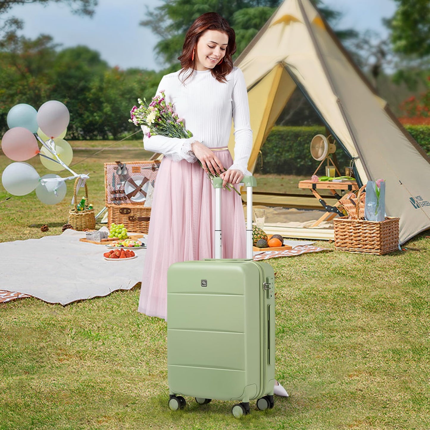 Hanke 26 Inch Luggage Large Suitcase With Spinner Wheels Tsa Luggage Suitcases Traveler's Choice Hard Case Luggage For Women &amp; Men Rolling Checked Luggage(Cuba Sand)