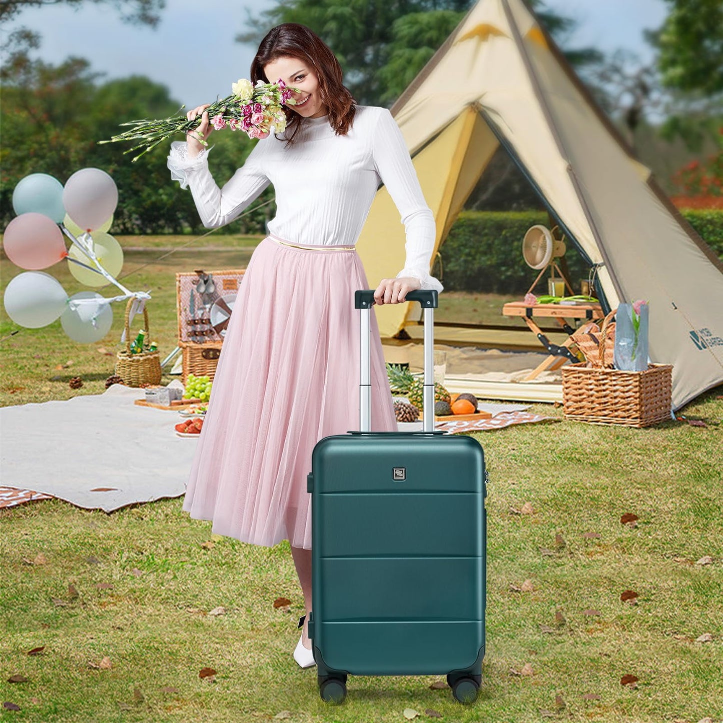 Hanke 26 Inch Luggage Large Suitcase With Spinner Wheels Tsa Luggage Suitcases Traveler's Choice Hard Case Luggage For Women &amp; Men Rolling Checked Luggage(Cuba Sand)