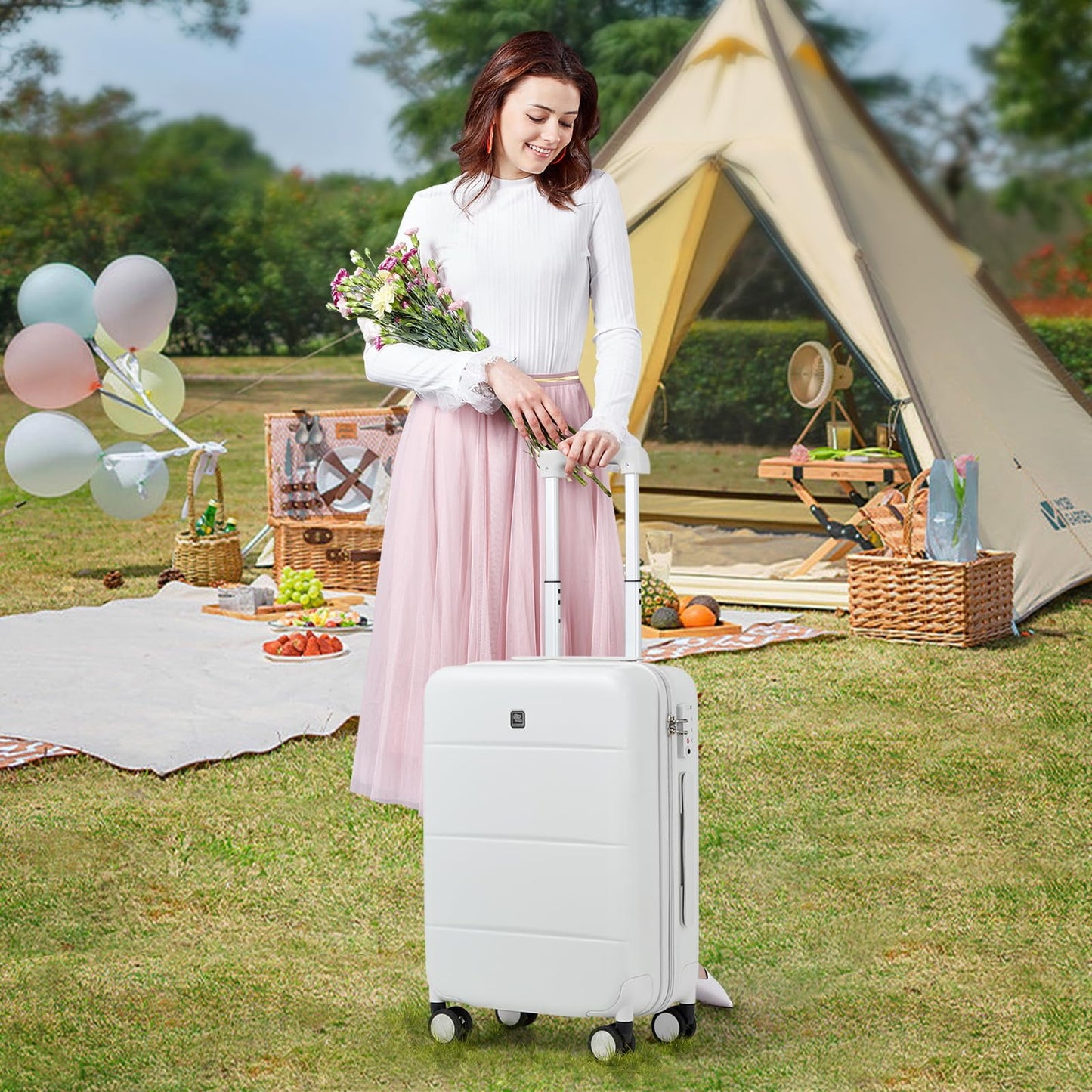 Hanke 26 Inch Luggage Large Suitcase With Spinner Wheels Tsa Luggage Suitcases Traveler's Choice Hard Case Luggage For Women &amp; Men Rolling Checked Luggage(Cuba Sand)