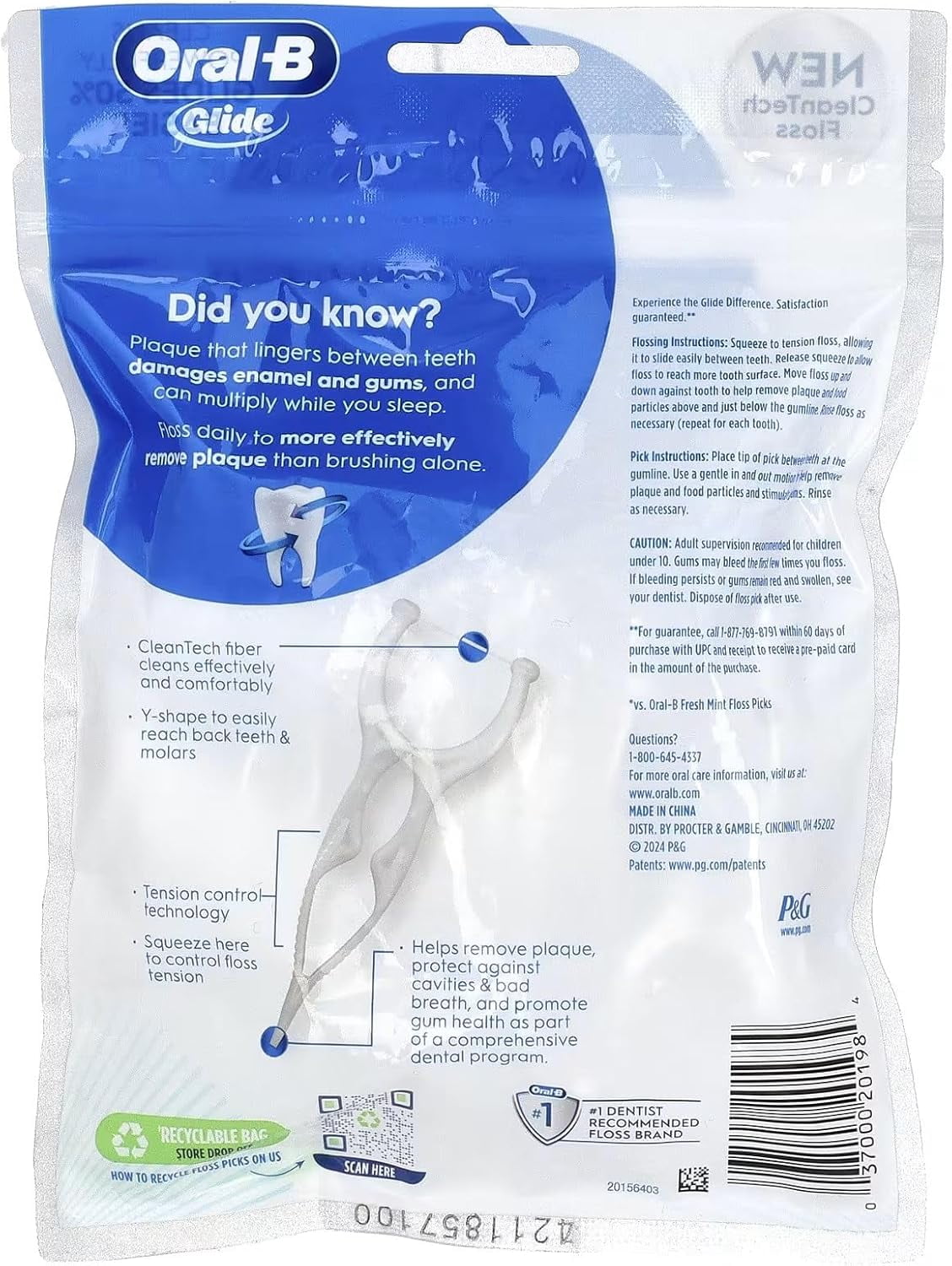 Oral-B Glide Gum Care Floss Picks, Multi, Unflavored, 30 Count