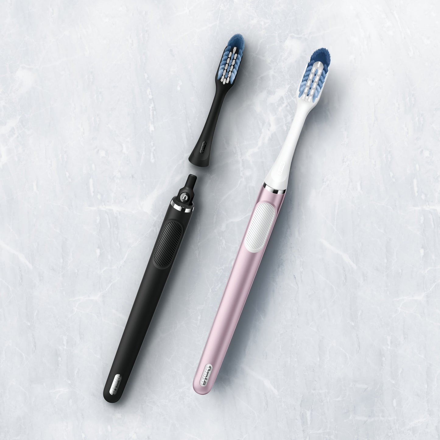 Oral-B Clic Starter Kit Metallic Rose Toothbrush Handle with Oral-B Brush Head and Toothbrush Holder