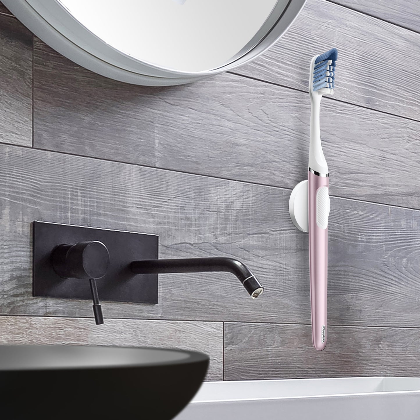 Oral-B Clic Starter Kit Metallic Rose Toothbrush Handle with Oral-B Brush Head and Toothbrush Holder