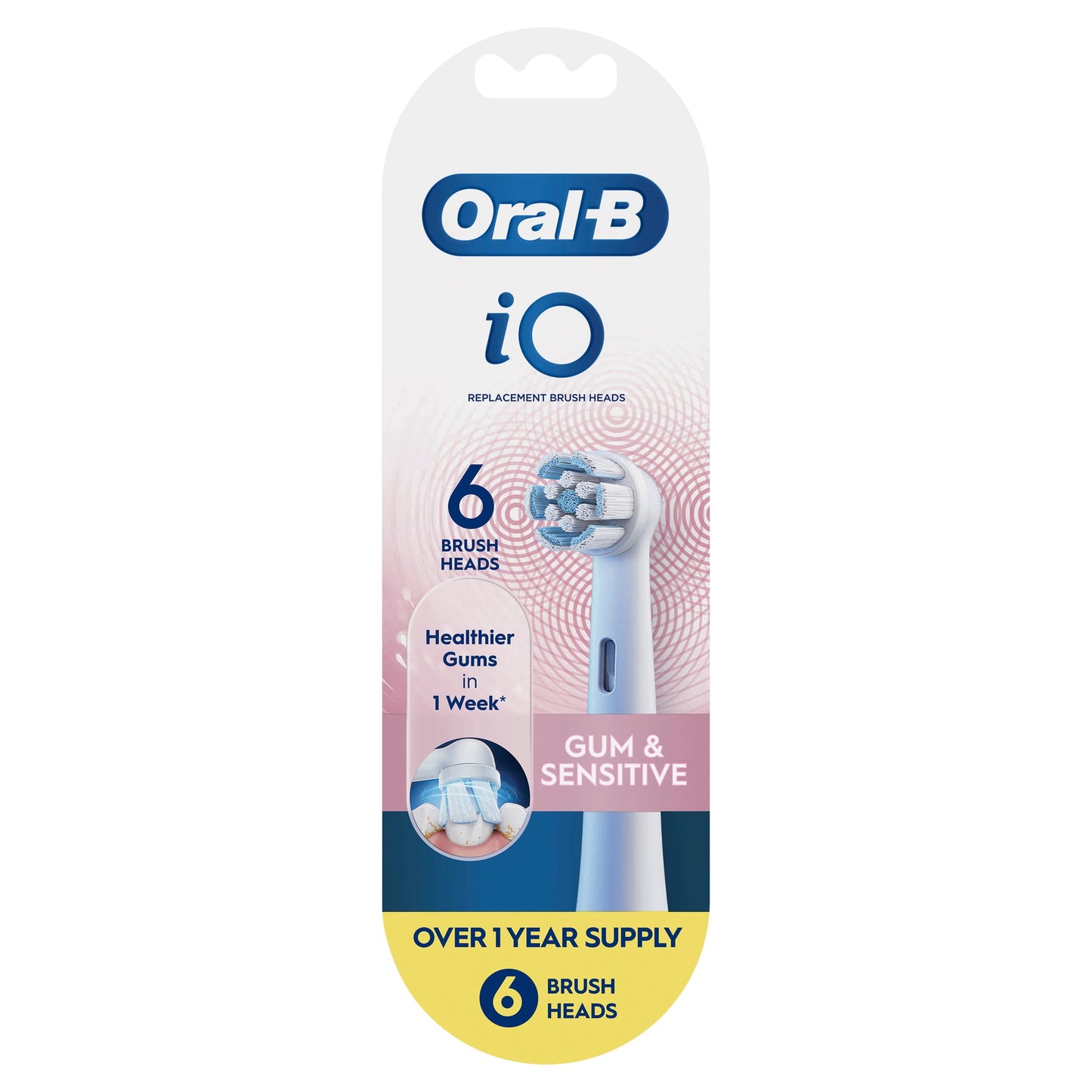 Oral-B Toothbrush Heads, iO Gum &amp; Sensitive Replacement Heads, Electric Toothbrush Brush Heads, White, 6 Count