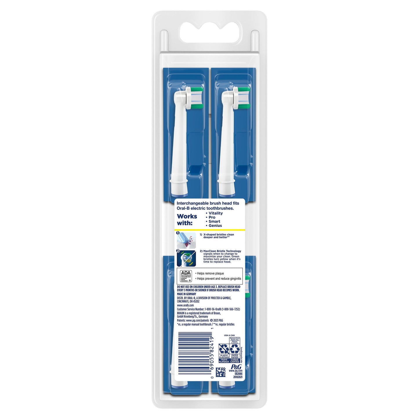 Oral-B Toothbrush Heads, Precision Clean Electric Toothbrush Replacement Head, White, 4 Count