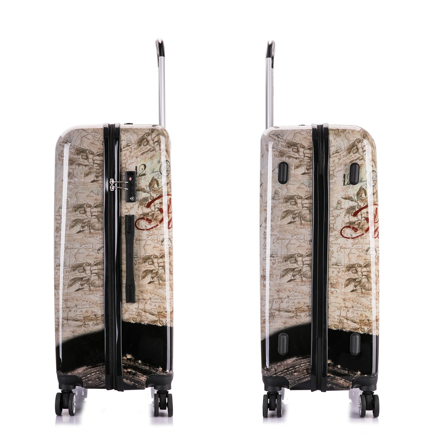 InUSA Print 3-Piece Hardside Luggage Sets with Spinner Wheels, Handle, Trolley, (20"/24"/28"), Paris