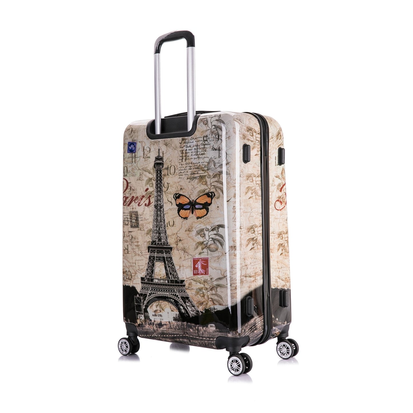 InUSA Print 3-Piece Hardside Luggage Sets with Spinner Wheels, Handle, Trolley, (20"/24"/28"), Paris