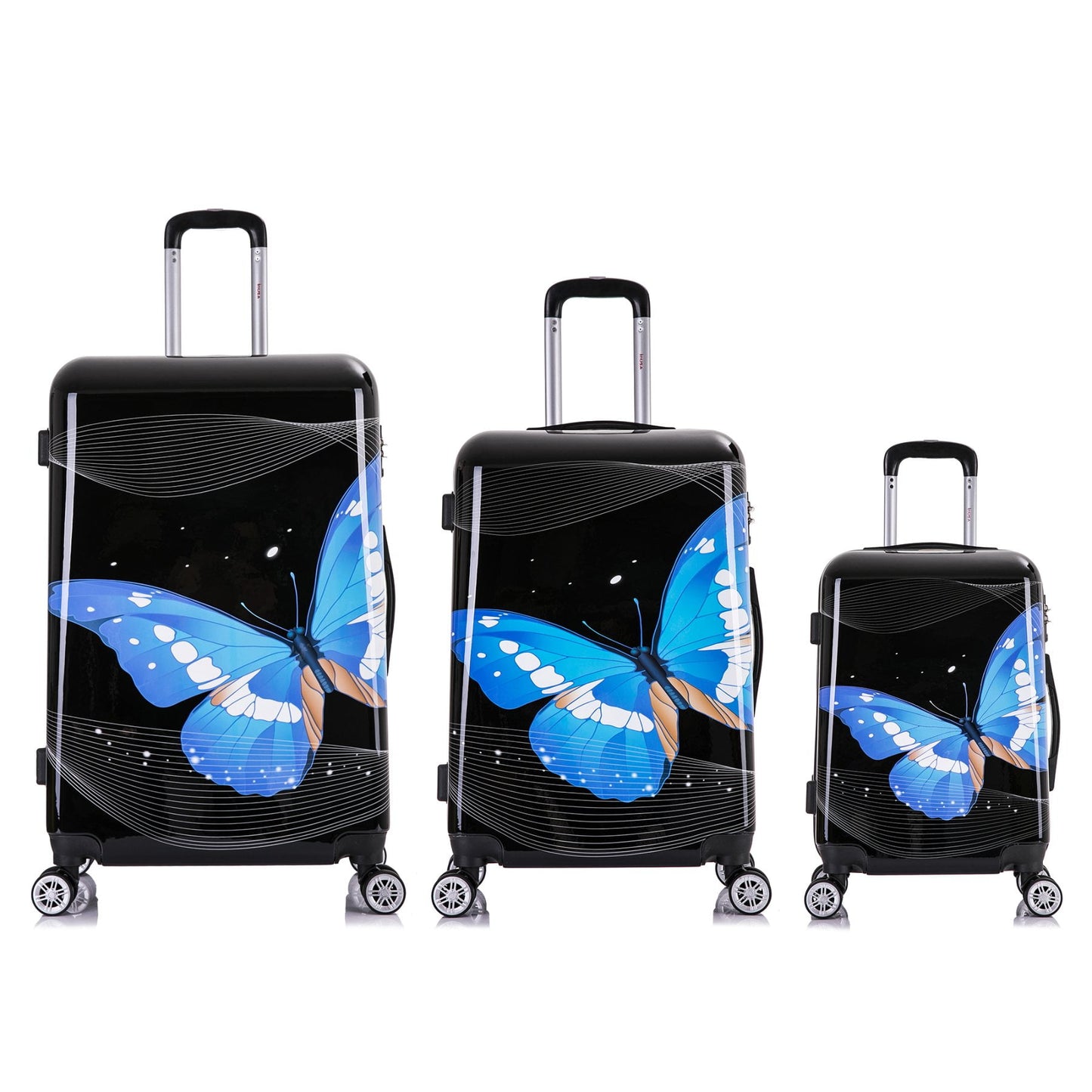 InUSA Print 3-Piece Hardside Luggage Sets with Spinner Wheels, Handle, Trolley, (20"/24"/28"), Paris