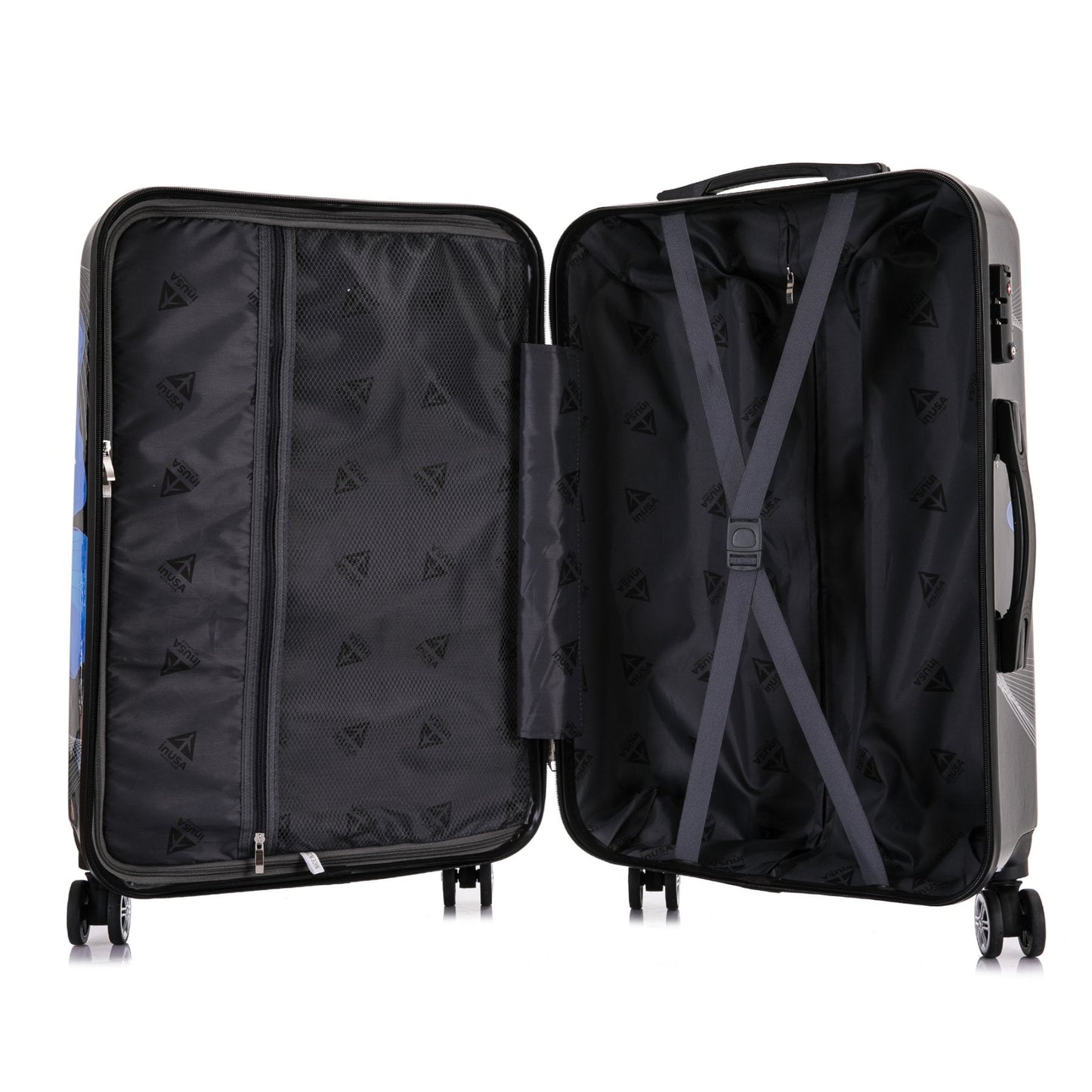 InUSA Print 3-Piece Hardside Luggage Sets with Spinner Wheels, Handle, Trolley, (20"/24"/28"), Paris