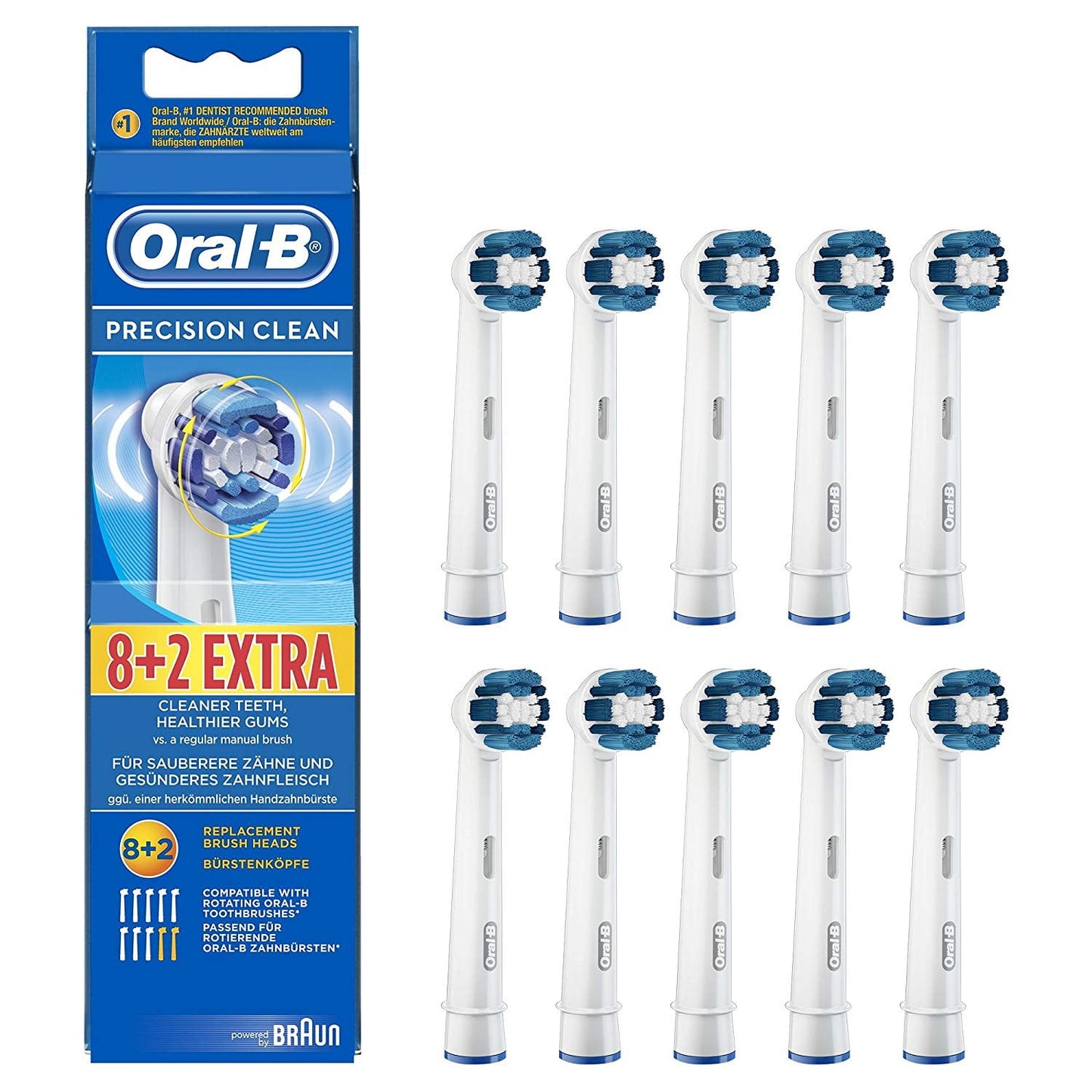 Original Braun Oral-B Precision Clean Replacement Toothbrush Heads 10 Count