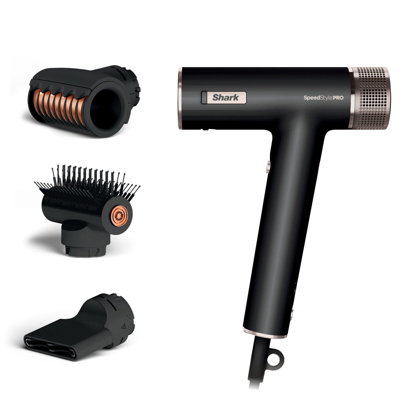 Shark SpeedStyle Pro High-Velocity Hair Dryer System with Scalp Shield and IQ Speed Styling &amp; Drying Suite, Straight and Wavy Hair, Lightweight, Ionic, No Heat Damage, Black, HD731